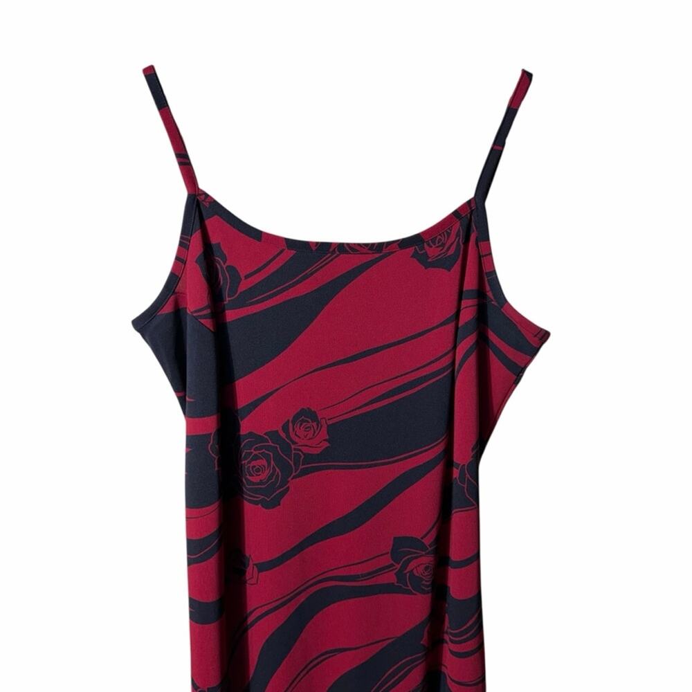 Vintage 90s Grungy WhimsiGoth Rose Dress Black and Red Size 14 - Picture 3 of 7